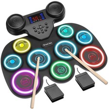 Electric Drum Set with 7-Color Dynamic LED Lights, 9-Pad Electronic Drum Set ...