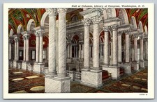Vintage Hall of Columns Library of Congress Washington DC Postcard BSR Co