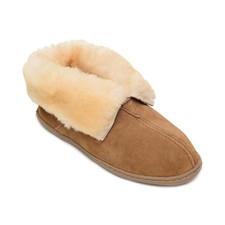 Women's Minnetonka Sheepskin Ankle Boot Slippers Tan