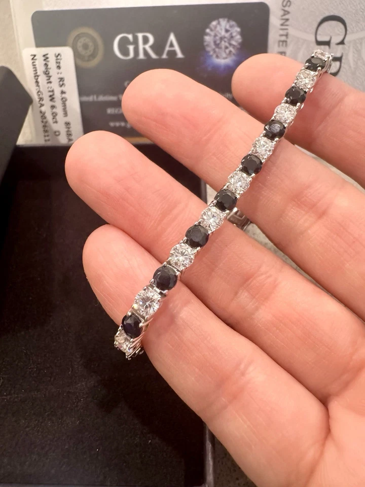 Lab Grown Moissanite Diamond 6.0 ct GRA Certified Tennis Bracelet 925 Silver - Image 3 of 4