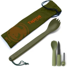 Tactical Green 3 in1 Utensil BPA Free Spork Knife Fire Starter Camping