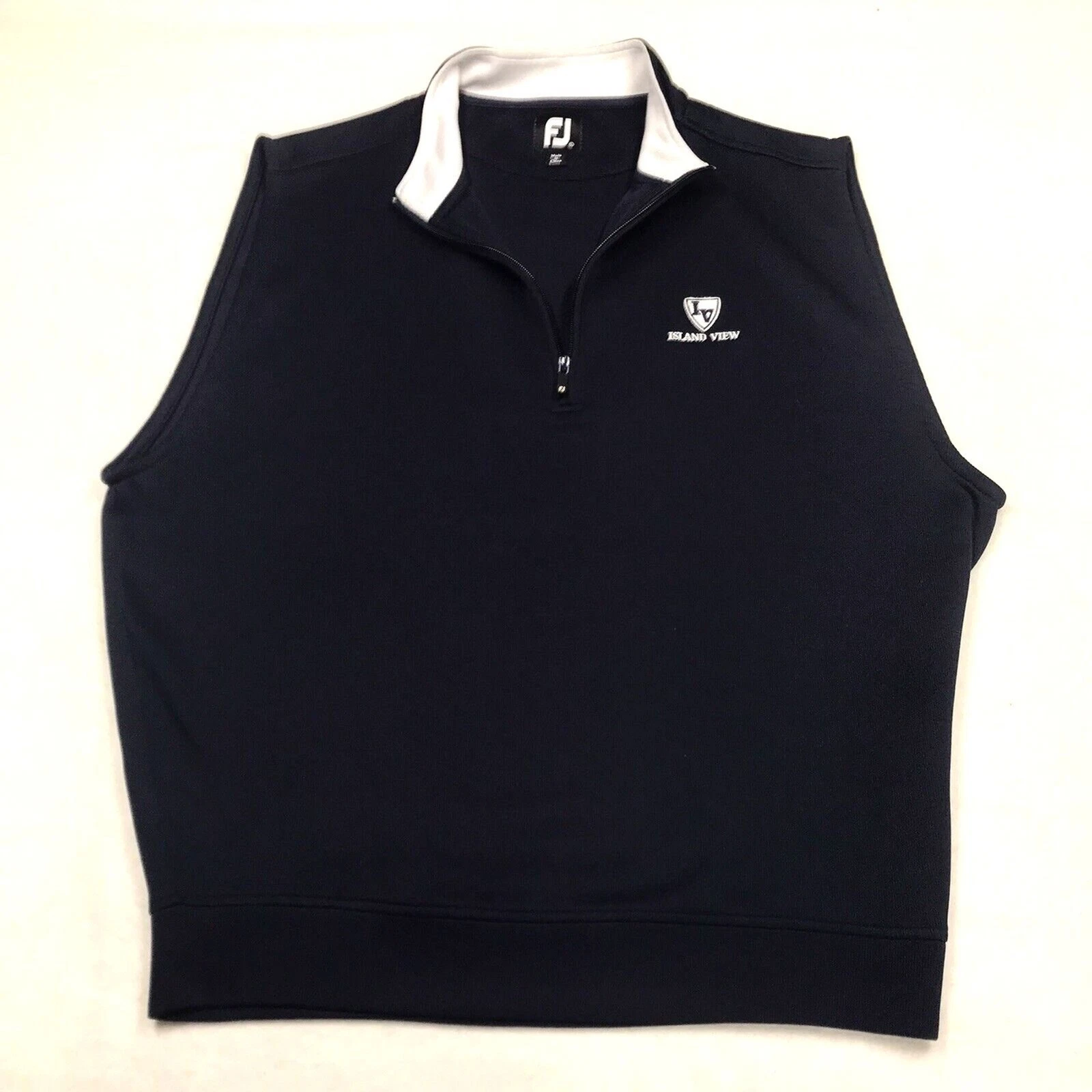 FOOTJOY Golf Vest Men XL Navy Blue 1/2 Zip Pullover Performance Island View CC