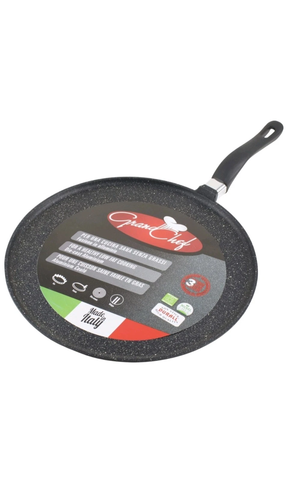 Roch Guss Grand Chef Crepe Griddle Pan Made in Italy Large Size 11"