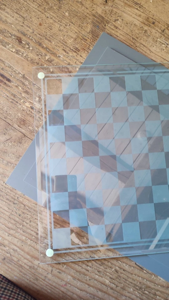 Plateau de Jeu de Dames / Échecs en Verre 35x35 cm - Avec Boîte D'origine - Photo 3/4