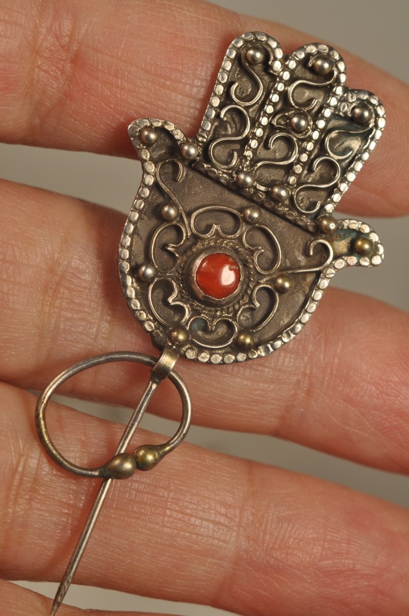 Grande Fibule (broche) Berbère Ancienne En Argent Massif - Bijou Ethnique Antique Et Solide