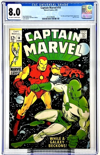 CAPTAIN MARVEL #14 CGC 8.0 IRON MAN PUPPET MASTER COMIC 1969 NEW CLEAR CASE