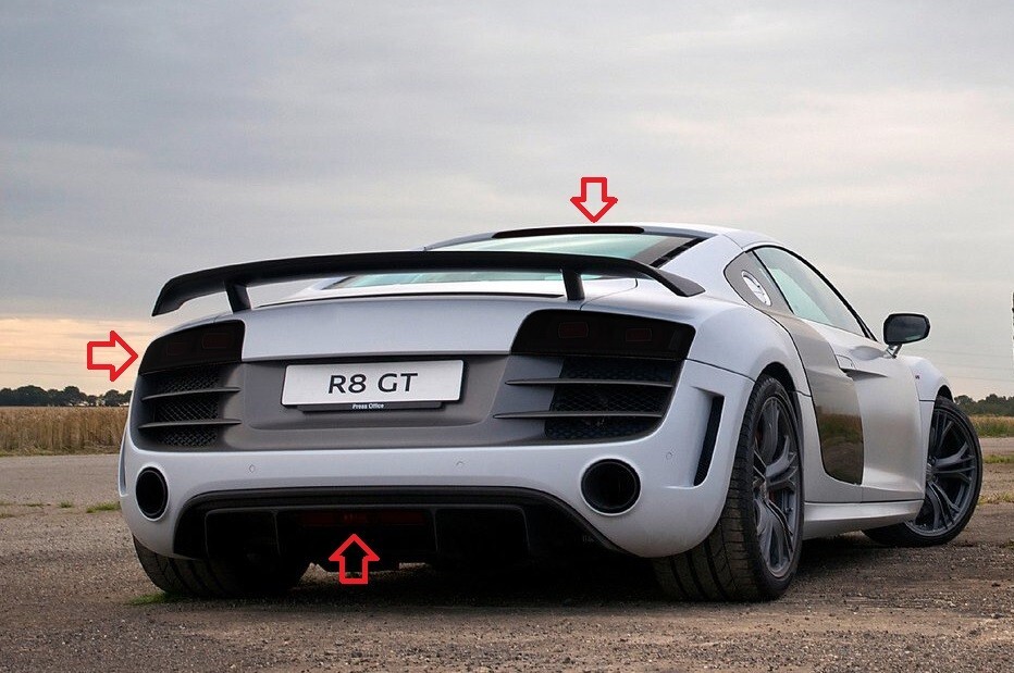 BlingLights Tinted Protective Taillight Film Covers for 2007-2015 Audi R8 Type42