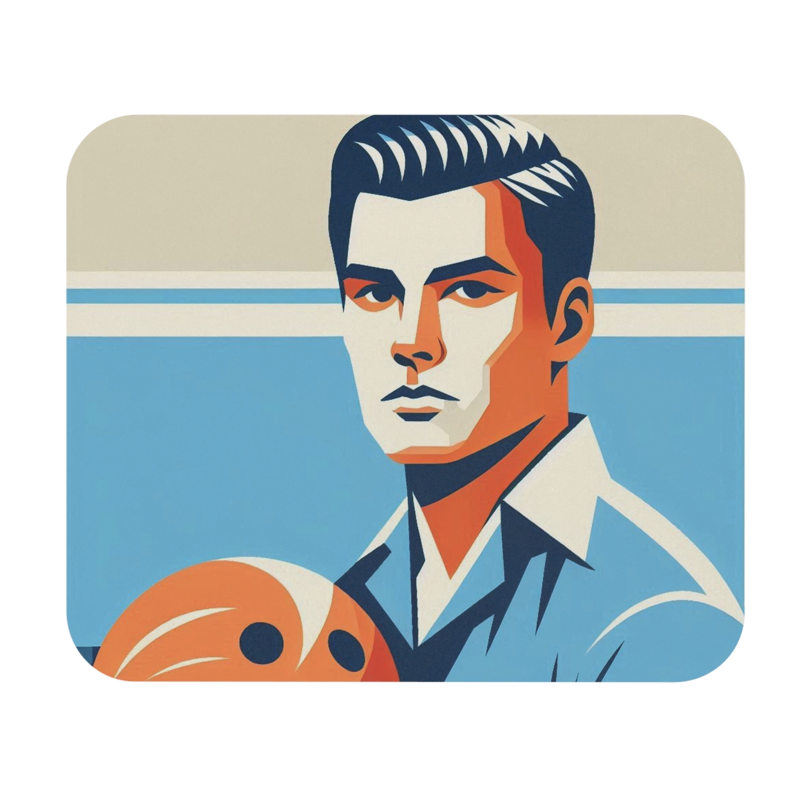 Mouse Pad (Rectangle) Professional Bowler Block Print Orange Blue Design 2-image