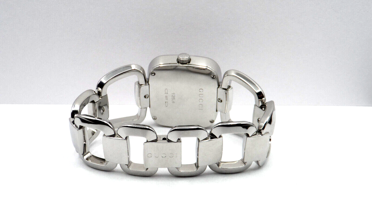 Gucci YA125407 Black G Dial 125.4 Silver Tone Stainless Steel