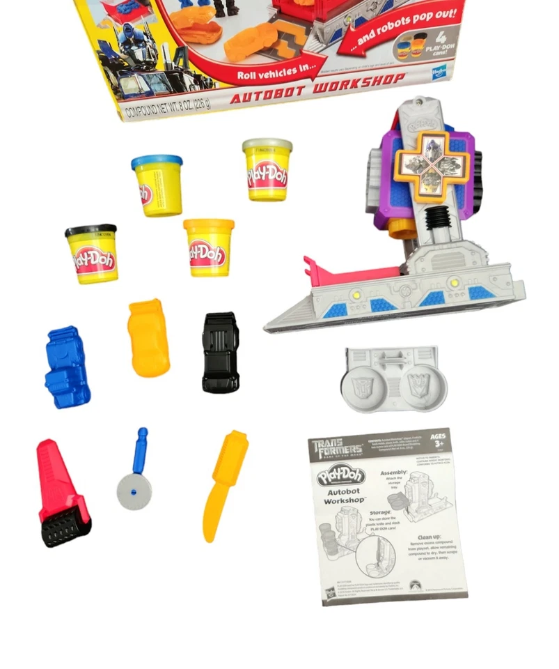 RARE 2010 Play Doh Transformers Dark of The Moon Autobot Workshop *Missing 1 Fig - Image 3 of 4