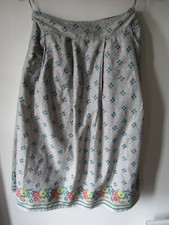 Seasalt Prussia Cove grey floral Cotton midi lined skirt pockets UK 8