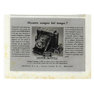 1941 * Original Werbung Fotografie Zeiss ''Super Ikonta'' weiß/schwarz
