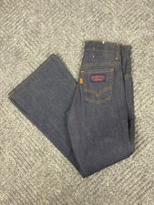 Vintage 70s Levis Husky Bell Bottom Jeans Boys 24x26 Dark Wash Kids NOS