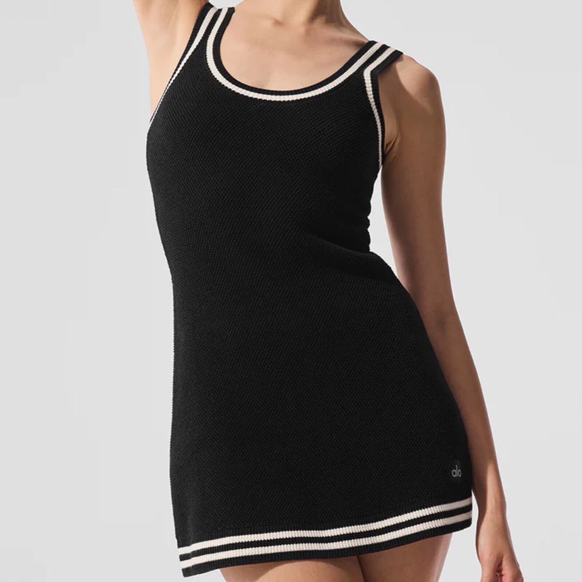 Alo Yoga Tennis Club Sweater Knit Dress Black/Ivory XS | eBay