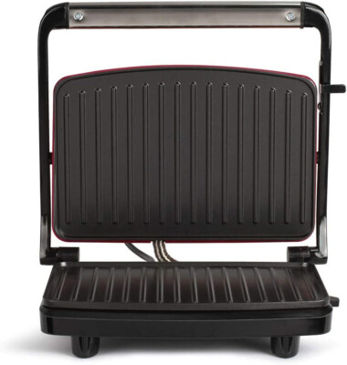 Edelstahl Kontakt-Grill Livoo DOC232R Rot 750W Elektro-Grill Sandwich-Toaster 