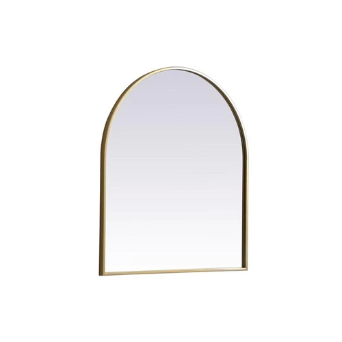 Elegant Decor Ayra 27x30" Arch Modern MDF Wood/Iron Mirror in Brass - Picture 3 of 9
