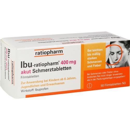 IBU-RATIOPHARM 400 mg akut Schmerztbl.Filmtabl. 50 St. PZN 10019621