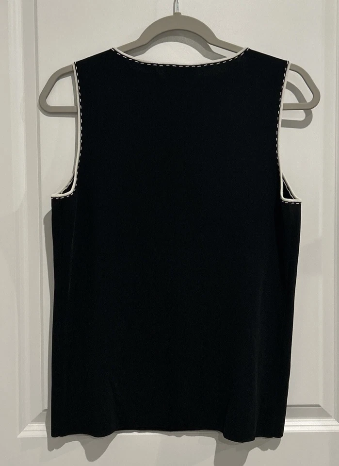 Austin Reed женщин вязаный блузка черный W белый без рукавов декольте большой - Изображение 3 из 4