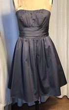 Davids Bridal Womens Grey Cotton Satin Strapless Short Dress Sz 8 pre-owned