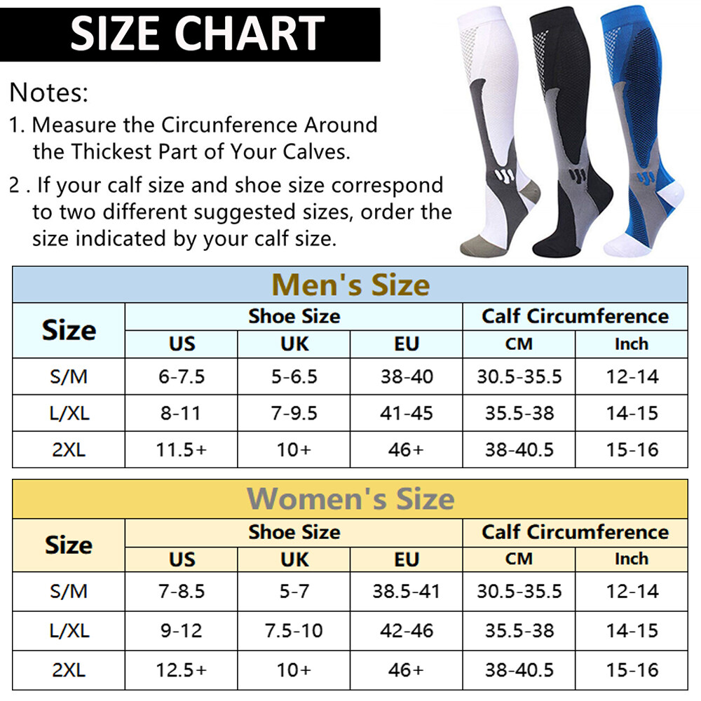 SAOLA 3 2 Paia Calze a Compressione Rame 20 30mmHg Supporto Graduato Uomo Donna S XXL