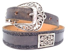 Vintage Women s Western Brown Leather Heart Concho Belt Small Medium