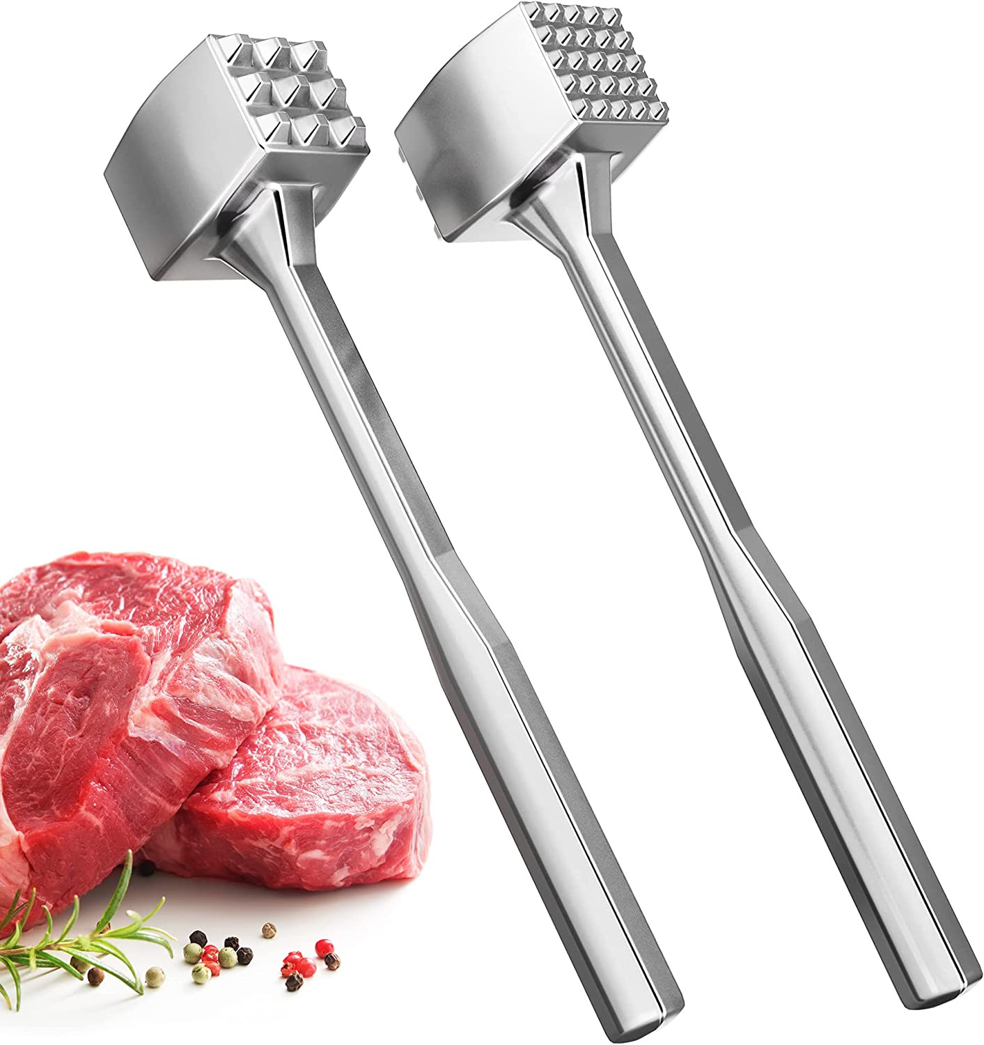 Meat Tenderizer 1 Pcs Aluminium Mallet Dual-Sided - Tenderizer Tool Kitchen Poun