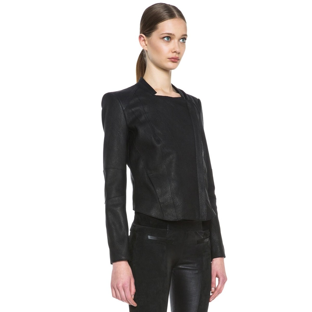NEW Helmut Lang Wither Black Pebbled Lambskin Leather Motorcycle