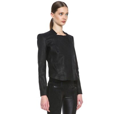 NEW Helmut Lang Wither Black Pebbled Lambskin Leather Motorcycle