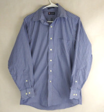 Chaps Wrinkle Free Men's Blue Striped Casual Dress Shirt Size Small