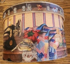 1 Round Nesting Box A Stitch In Time Sewing Themed Lid Tray Thread 7x4.5"