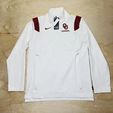 NEW LG Oklahoma Sooners Nike Coach Quarter Zip Pullover Top White