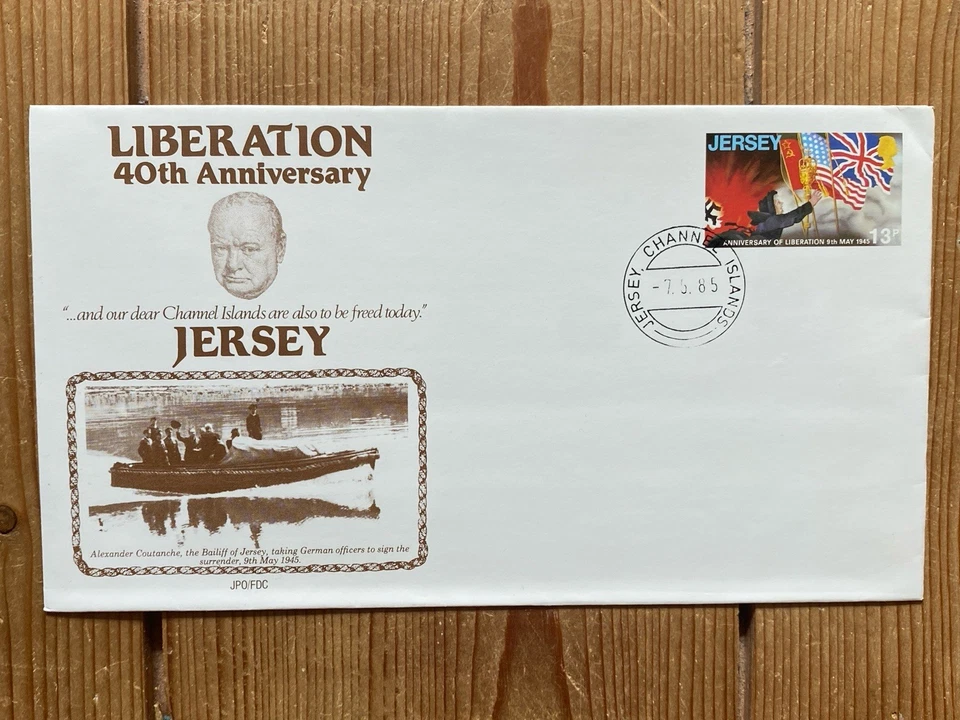 JERSEY 1985 FDCs (x3) WWII LIBERATION ANNIVERSARY WINSTON CHURCHILL - Image 4 of 4
