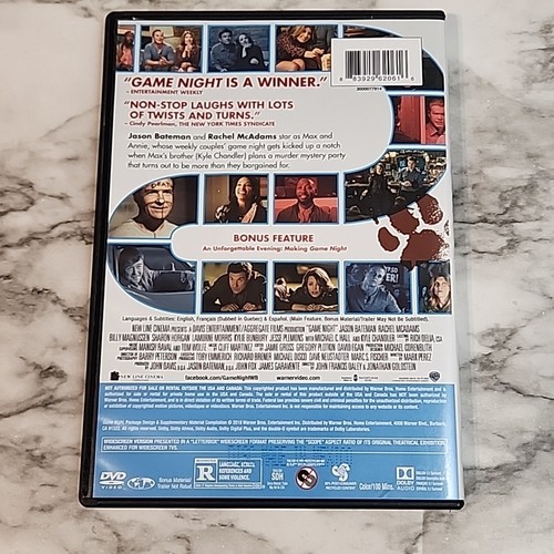 Game Night (DVD, 2018) Warner Brothers Jason Bateman Rachel McAdams VG 076 - Picture 4 of 11