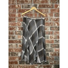 VTG Wool Blend A-line Plaid Skirt Midi XL Dark Academia Preppy Classic Office