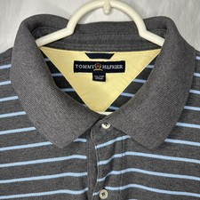 VINTAGE 90s Tommy Hilfiger Men  s Polo Golf Shirt Striped 100 cotton SzXXL A118