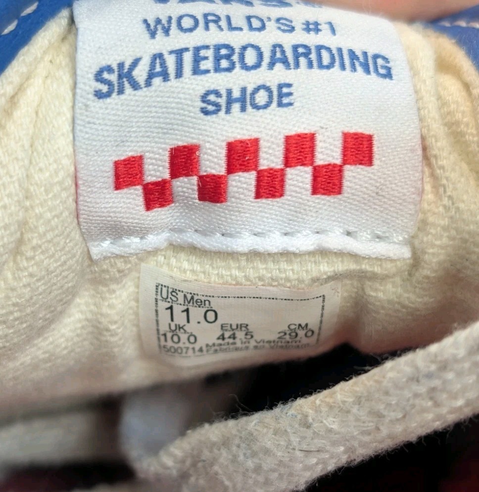 Vans Old Skool Skate Sport Leather White / Blue / Black Men's 11 Checkered  thumbnail 10