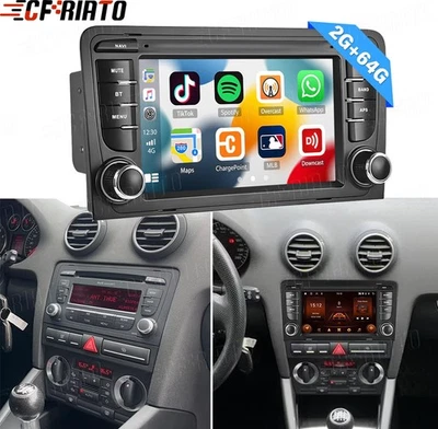 CFRIATO Autoradio Android 15 2+64GB Carplay GPS RDS Navi WiFi Für Audi A3 S3 8P RS3 8P1