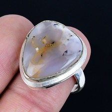 Classic Dendrite Opal Gemstone 925 Sterling Silver Jewelry Ring Size 8.5