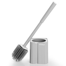 Y-in Hand Toilet Brush and Holder Set, Silicone Toilet Bowl Cleaner Brush Bri...