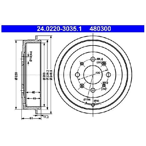 2X Bremstrommel Hinten FüR Fiat Grande 199 1.2 05 Bis 26 ATE 568004 199A4000-image