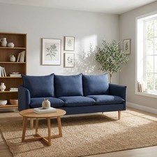 DecHome Divano 3 Posti Stile Scandinavo in Tessuto 188x82x84 cm  Blu  - Ibiza