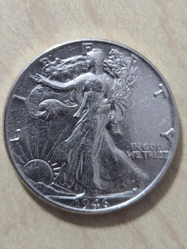 1946 Uncirculated 90% Silver Walking Liberty half.