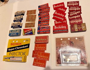 43 Vintage Razor Blades:PROBAK, NORWALK, BERKELEY, SCHICK, WILKINSON,COOPER,OHIO