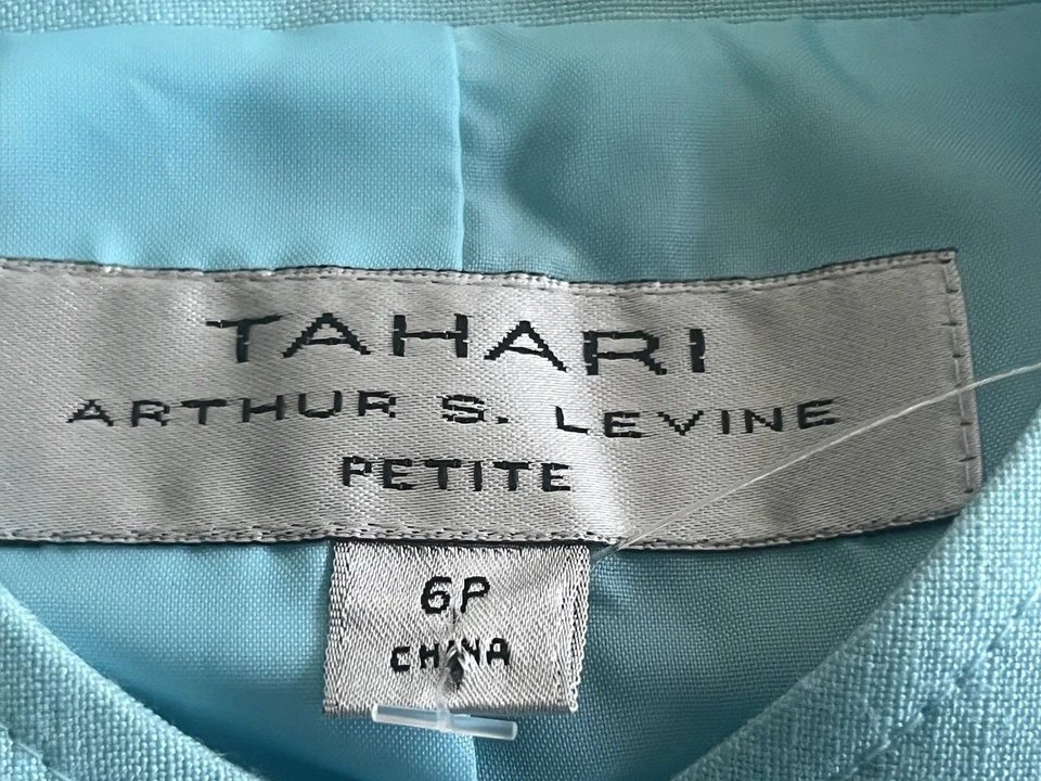 Tahari Blue Linen Tailored Suit Blazer 6P & Limited Blue Print Jacket 6 Set Of 2 - Image 2 of 4