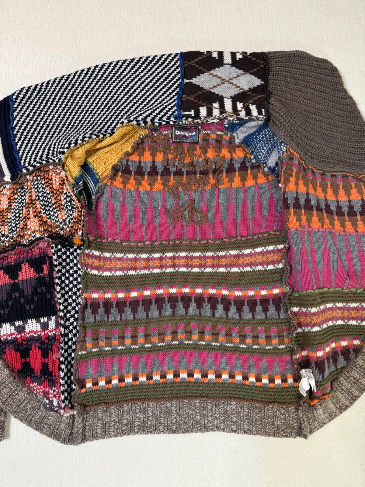 Desigual Multicolor Patchwork Geometric Knit Zip … - image 12