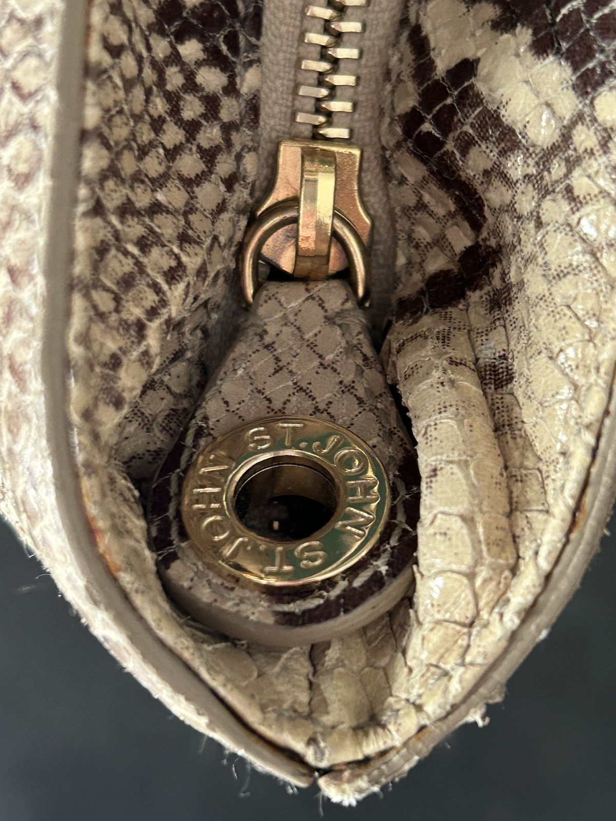 St John PYTHON Snakeskin Tote Handbag 16"x10"x6" … - image 10
