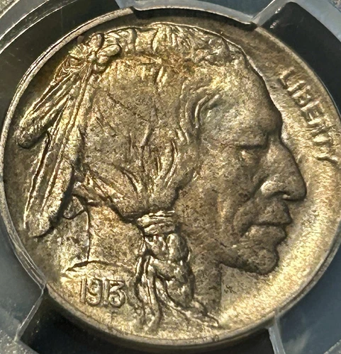 1913-D Buffalo Nickel Type 1 PCGS MS63 - Beautiful Toning - Low Pop Coin!