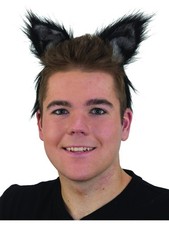 Black Furry Cat Ears Headband Costume Accessory