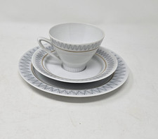 VTG Upsala Ekeby KP Sweden Tea Cup Saucer Lunch Plate Set Karlskrona 5595 Zigzag