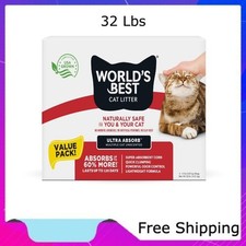 World  s Best Cat Litter Ultra Absorb Unscented, Made from Corn, 32 Lb